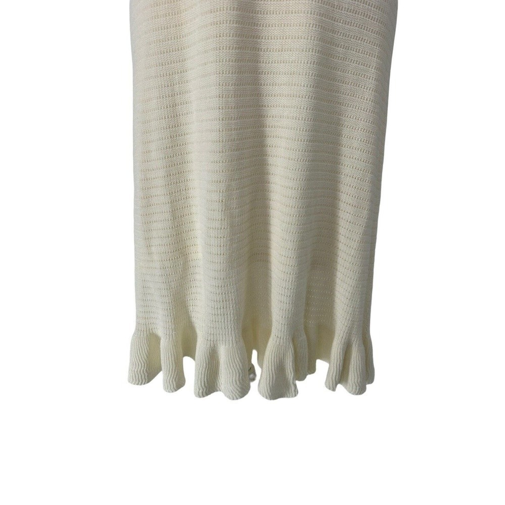 House of Harlow 1960 Cream Knit Ruffle Flutter Sleeve Knee Length Midi Dress L - Picture 8 of 16